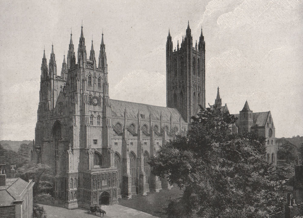 KENT. Canterbury Cathedral 1900 old antique vintage print picture